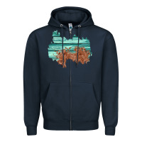 Navy wood leather patch Zipper Hoodie - AdoDesignShop