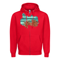 Red wood leather patch Zipper Hoodie - AdoDesignShop