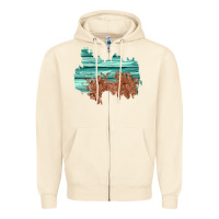 Sandshell wood leather patch Zipper Hoodie - AdoDesignShop