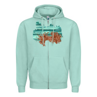 Seafoam wood leather patch Zipper Hoodie - AdoDesignShop