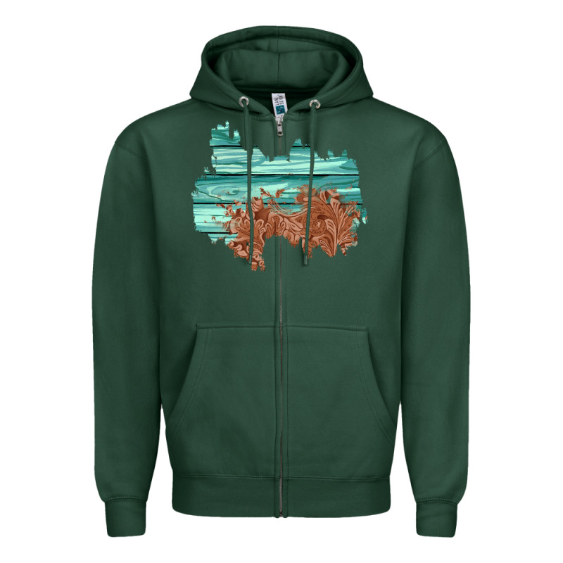 Wood Leather Patch Zipper Hoodie by AdoDesignShop | Teevron