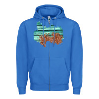 True Royal wood leather patch Zipper Hoodie - AdoDesignShop