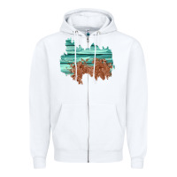 White wood leather patch Zipper Hoodie - AdoDesignShop