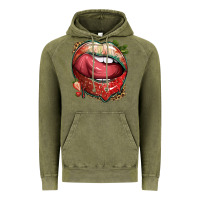 Vintage Olive strawberry lips with leopard Vintage Hoodie - texasbilliewilder