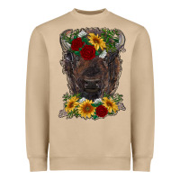 Mushroom bison face with flowers Heavyweight Sweatshirt - RanaPortraitStore