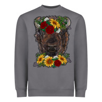 Storm bison face with flowers Heavyweight Sweatshirt - RanaPortraitStore