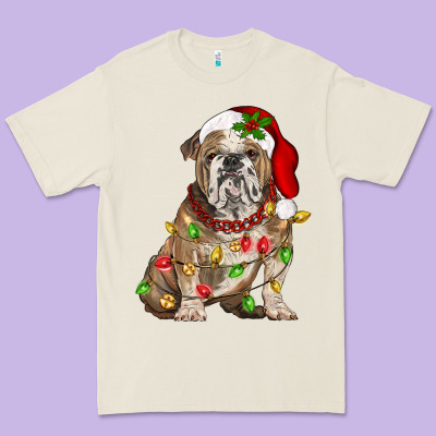 Christmas English Bulldog Premium Tee Designed By Barkaloodesign