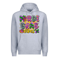 Heather Grey mardi gras vibes Premium Hoodie - LillyAllenDesigns