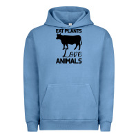 Pigment Pebble Blue Eat Plants Love Animals Urban Hoodie - Bettercallsaul
