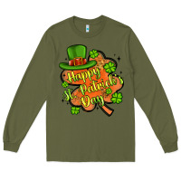 Army Green happy st patrick s day shamrock Long Sleeve Tee - Artiststas