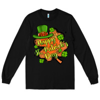 Black happy st patrick s day shamrock Long Sleeve Tee - Artiststas