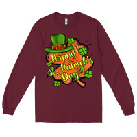 Burgundy happy st patrick s day shamrock Long Sleeve Tee - Artiststas