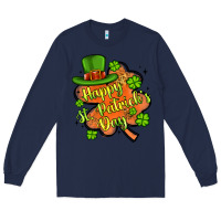 Navy happy st patrick s day shamrock Long Sleeve Tee - Artiststas
