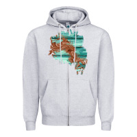 Heather Grey wood leather patch Zipper Hoodie - AdoDesignShop