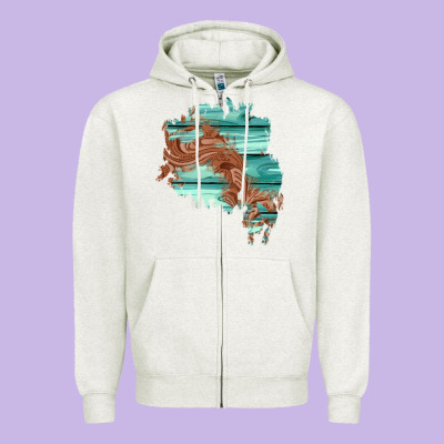 Wood Leather Patch Zipper Hoodie Designed By Adodesignshop