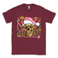 Burgundy pink christmas skeleton Classic Tee - AdoDesignShop