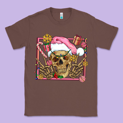 Pink Christmas Skeleton Classic Tee Designed By Adodesignshop
