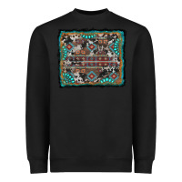 Black aztec background with gemstone and cowhide Heavyweight Sweatshirt - RanaPortraitStore