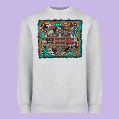 Aztec Background With Gemstone And Cowhide Heavyweight Sweatshirt Designed By Ranaportraitstore