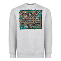 Heather Grey aztec background with gemstone and cowhide Heavyweight Sweatshirt - RanaPortraitStore