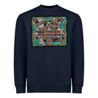 Navy aztec background with gemstone and cowhide Heavyweight Sweatshirt - RanaPortraitStore