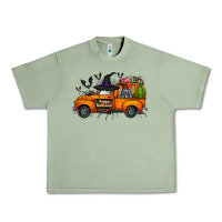 Oil Green happy halloween truck Urban Heavy Tee - CowhideDigitalArt