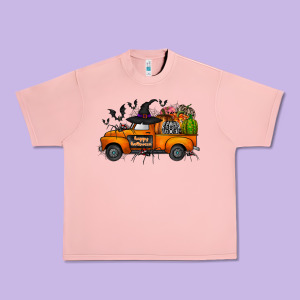 Happy Halloween Truck Urban Heavy Tee Designed By Cowhidedigitalart