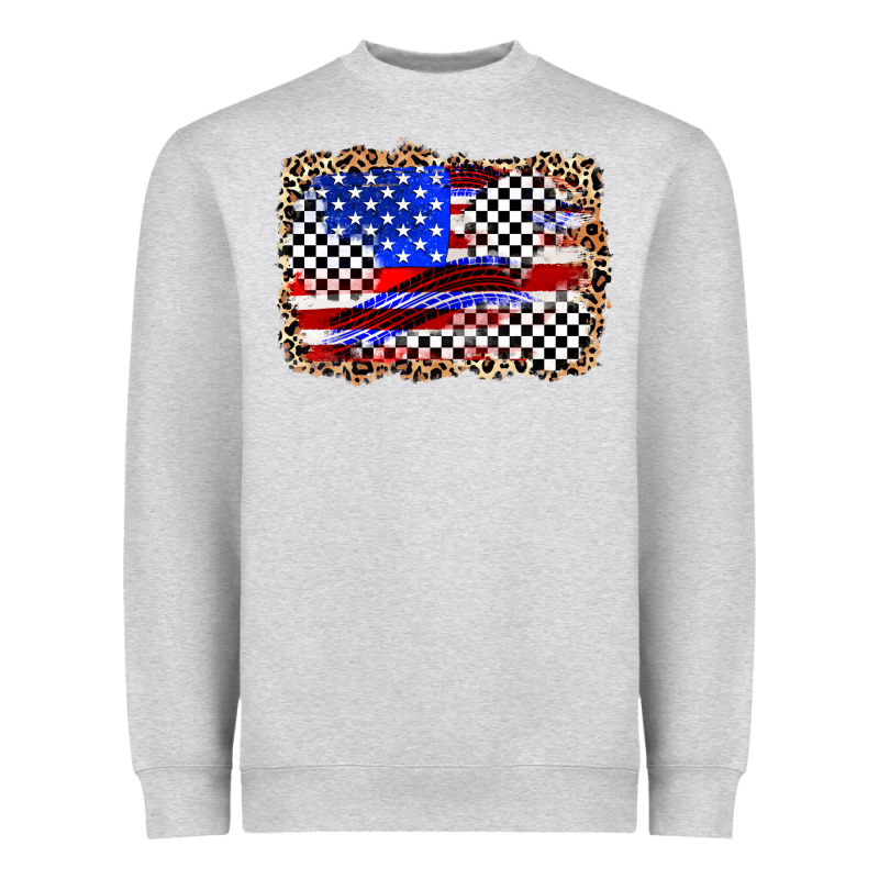 Race American Flag Heavyweight Sweatshirt by Zillion Design Studio | Teevron