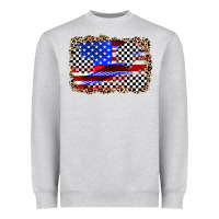 Heather Grey race american flag Heavyweight Sweatshirt - Zillion Design Studio