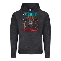 Vintage Black merry christmas highland calf baby cow Vintage Hoodie - RanaPortraitStore