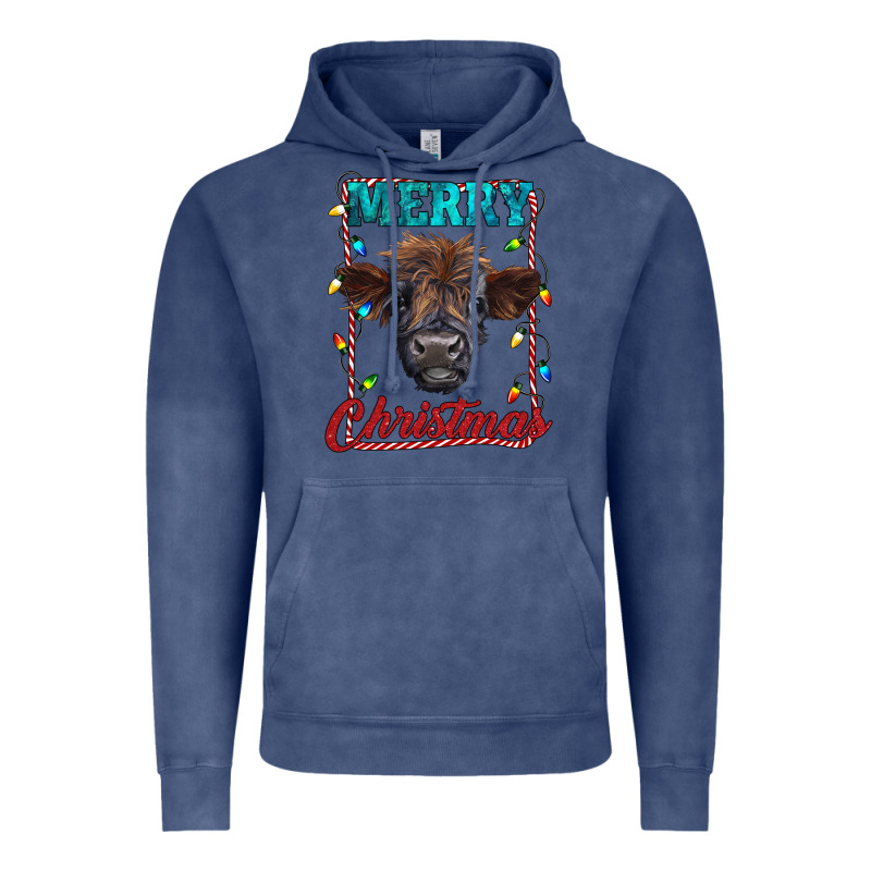 Merry Christmas Highland Calf Baby Cow Vintage Hoodie by RanaPortraitStore | Teevron