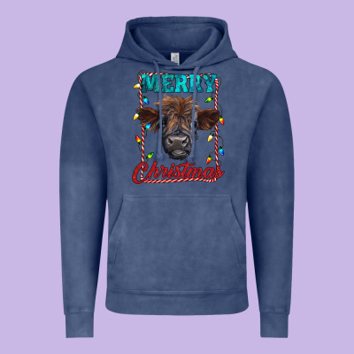 Merry Christmas Highland Calf Baby Cow Vintage Hoodie Designed By Ranaportraitstore