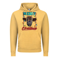 Vintage Mustard merry christmas highland calf baby cow Vintage Hoodie - RanaPortraitStore