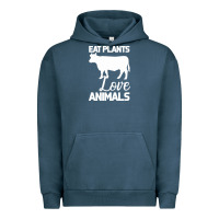 Pigment Midnight Navy Eat Plants Love Animals Urban Hoodie - Bettercallsaul