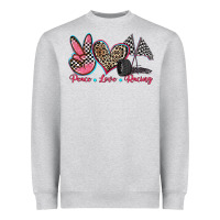 Heather Grey peace love racing Heavyweight Sweatshirt - Zillion Design Studio