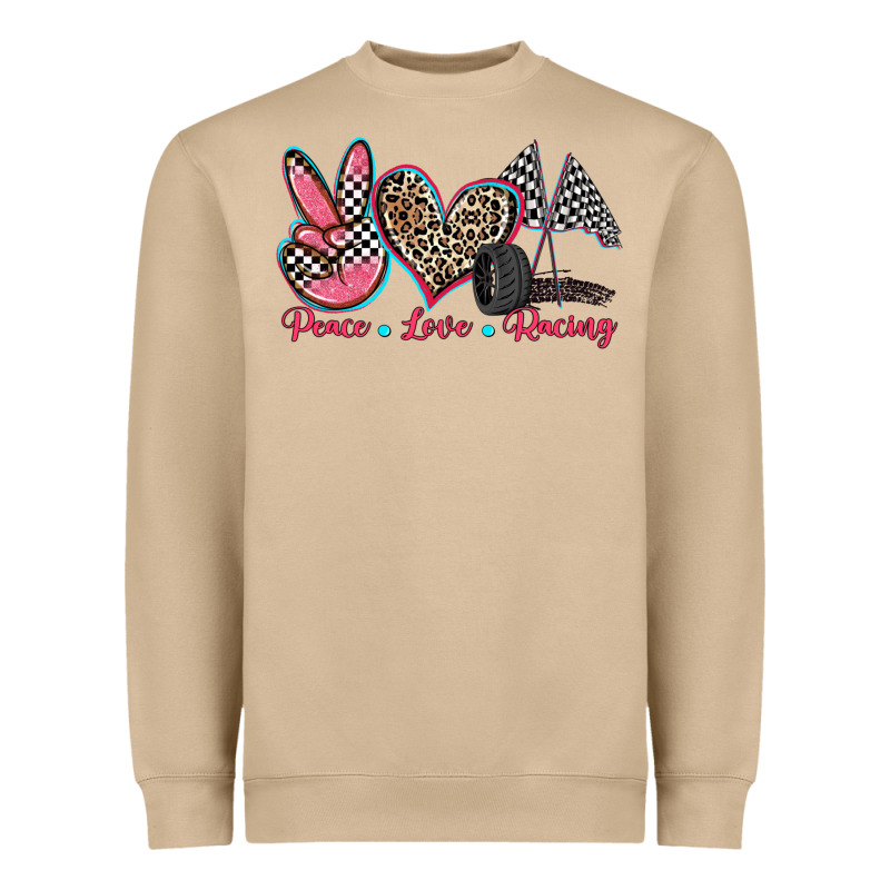 Peace Love Racing Heavyweight Sweatshirt by Zillion Design Studio | Teevron