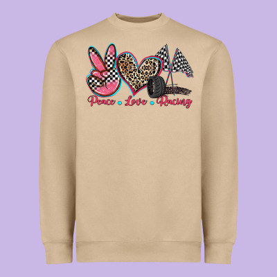 Peace Love Racing Heavyweight Sweatshirt Designed By Zillion Design Studio