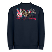 Navy peace love racing Heavyweight Sweatshirt - Zillion Design Studio