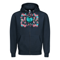 Navy cherry blossoms mom Zipper Hoodie - Artiststas