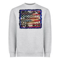 Heather Grey american flag with cowhide background Heavyweight Sweatshirt - RanaPortraitStore