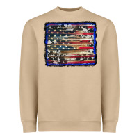 Mushroom american flag with cowhide background Heavyweight Sweatshirt - RanaPortraitStore