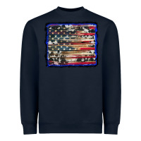 Navy american flag with cowhide background Heavyweight Sweatshirt - RanaPortraitStore