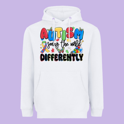Autism Seeing The World Differently Heavyweight Hoodie Designed By Maliassmallbusiness