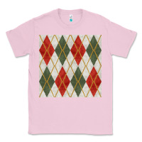 Bubblegum Pink christmas diamond plaid seamless pattern Classic Tee - BundleAndBundleShop