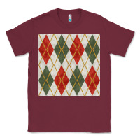 Burgundy christmas diamond plaid seamless pattern Classic Tee - BundleAndBundleShop