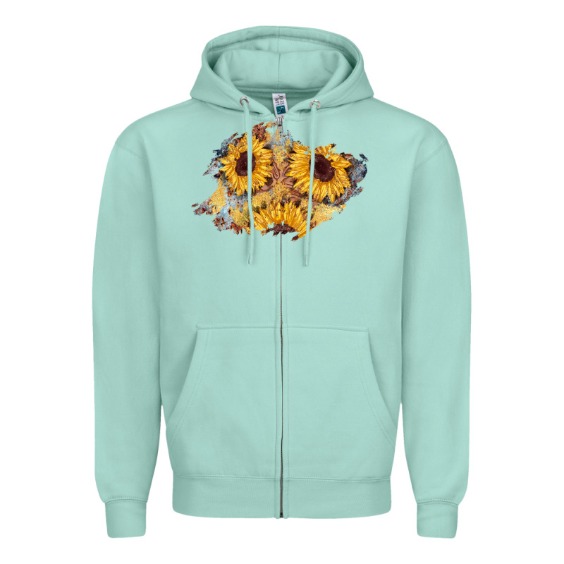 Sunflower Glitter Leather Patch Zipper Hoodie by AdoDesignShop | Teevron
