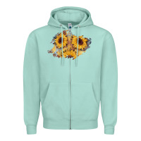 Seafoam sunflower glitter leather patch Zipper Hoodie - AdoDesignShop