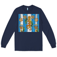 Navy shalom with star of david Long Sleeve Tee - AdoDesignShop
