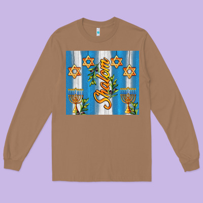 Shalom With Star Of David Long Sleeve Tee Designed By Adodesignshop