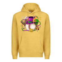 Antique Gold mardi gras baseball Premium Hoodie - LillyAllenDesigns